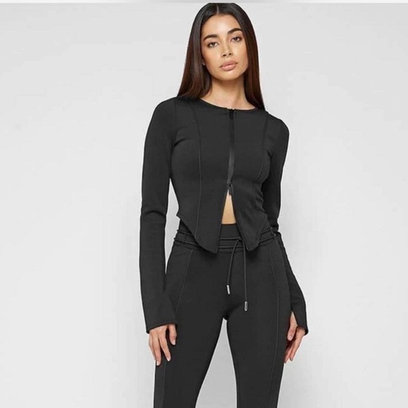 Maniere De Voir Tops - Maniere de voir NEOPRENE DOUBLE Zip top long sleeve black size 4